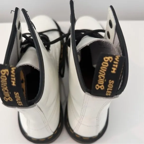 Dr. Martens 1460 White Leather Combat Boots, Women’s Size 8 (US)