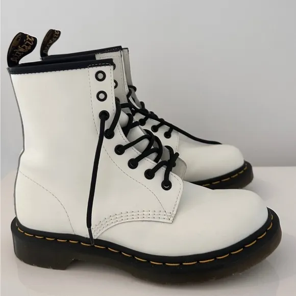 Dr. Martens 1460 White Leather Combat Boots, Women’s Size 8 (US)