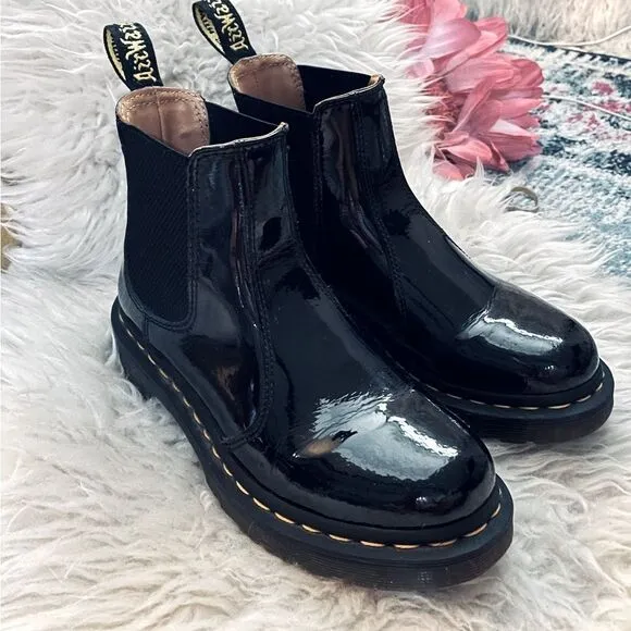 Dr. Martens Black Patent Leather Chelsea Boots 2976 Size 7