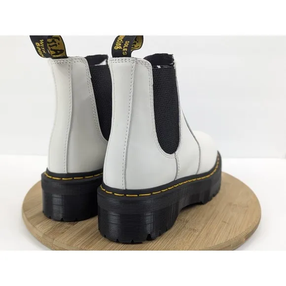 Dr Martens Chelsea Boot Platform White Womans 8 Smooth Leather Quad Combat