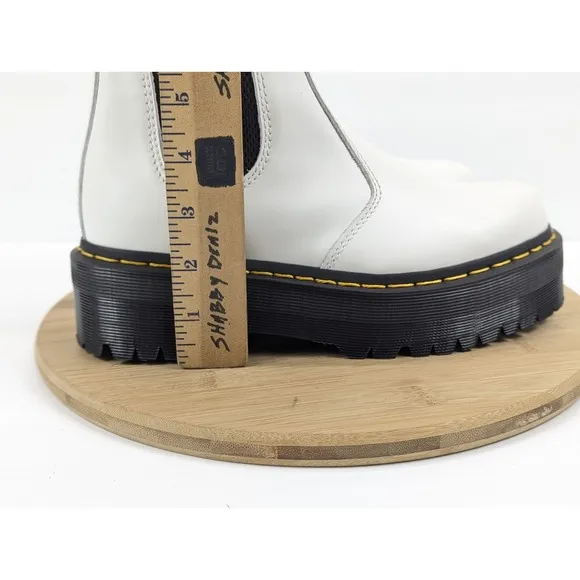 Dr Martens Chelsea Boot Platform White Womans 8 Smooth Leather Quad Combat