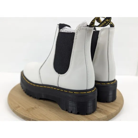 Dr Martens Chelsea Boot Platform White Womans 8 Smooth Leather Quad Combat