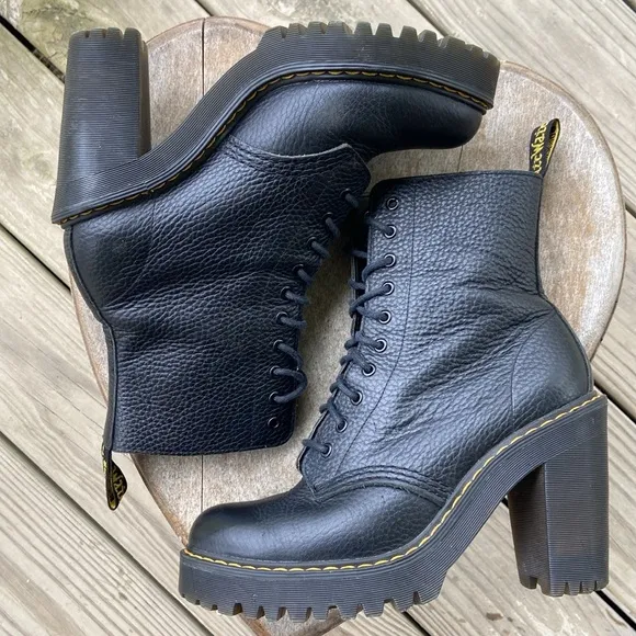 Dr. Martens Kendra Black Milled Nappa Leather Boot Women's Size 6