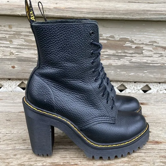 Dr. Martens Kendra Black Milled Nappa Leather Boot Women's Size 6