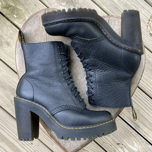 Dr. Martens Kendra Black Milled Nappa Leather Boot Women's Size 6
