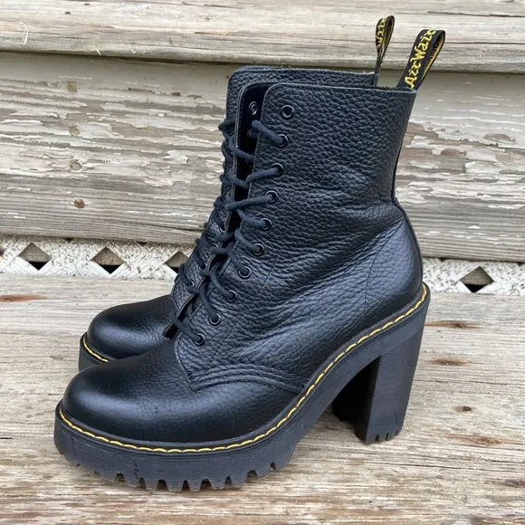Dr. Martens Kendra Black Milled Nappa Leather Boot Women's Size 6