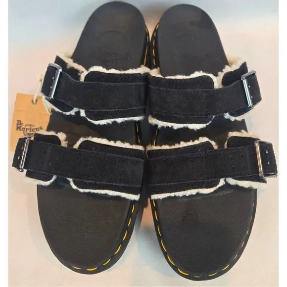 Dr Martens Mens Myles Black Suede Buckle Sandals Slides Shoes Size 10