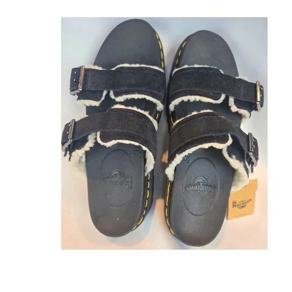 Dr Martens Mens Myles Black Suede Buckle Sandals Slides Shoes Size 10