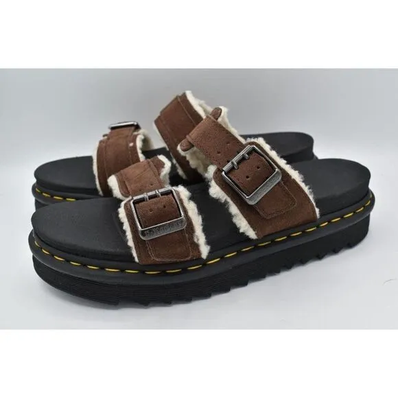 Dr Martens Mens Size 14 Myles Brown Suede Buckle Slide Sandals Shoes