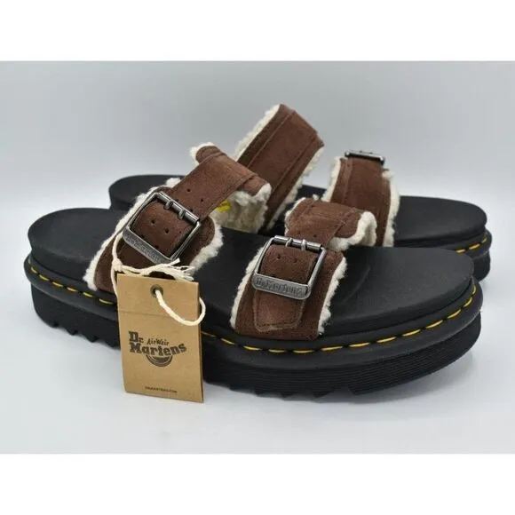 Dr Martens Mens Size 14 Myles Brown Suede Buckle Slide Sandals Shoes
