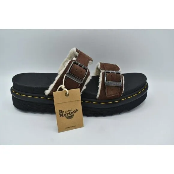 Dr Martens Mens Size 14 Myles Brown Suede Buckle Slide Sandals Shoes
