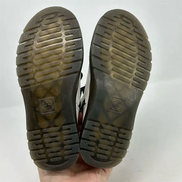 Dr. Martens Zavala J Kids White Leather Lace-Up Combat Boots Size 1 Casual Ankle
