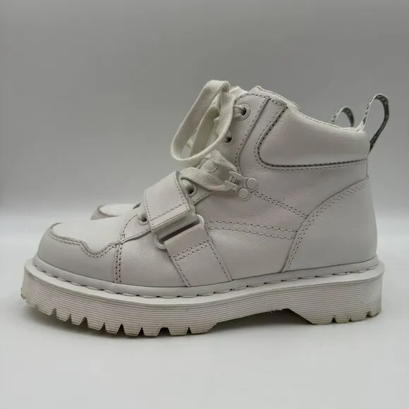 Dr. Martens Zuma II Optical White Leather Ankle Boots Womens Size 9 Lace-Up