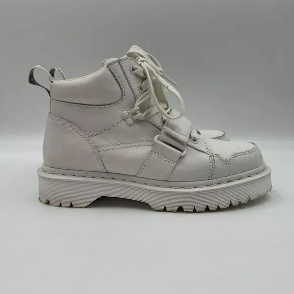 Dr. Martens Zuma II Optical White Leather Ankle Boots Womens Size 9 Lace-Up