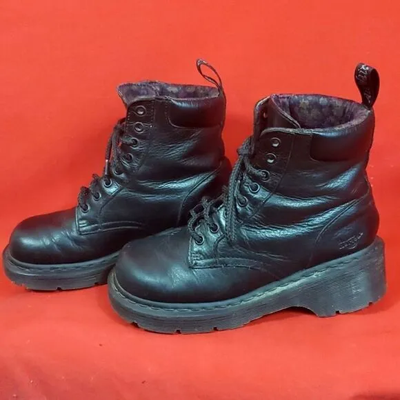 Dr. Martens Dharma Black Combat Boots with Chunky Sole Womens Size 7 Goth Grunge