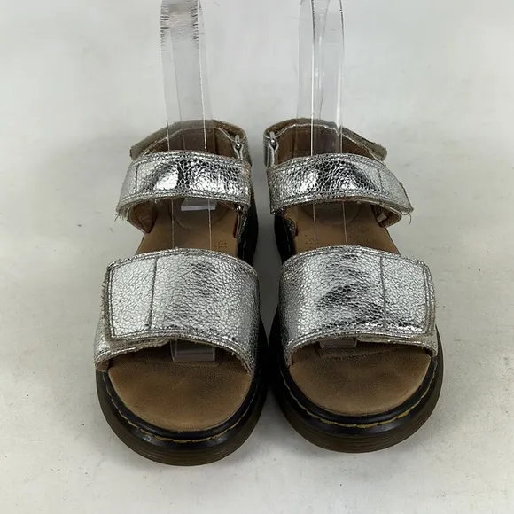 Dr Martens silver metallic leather Romi J sandals us kids youth girls size 3