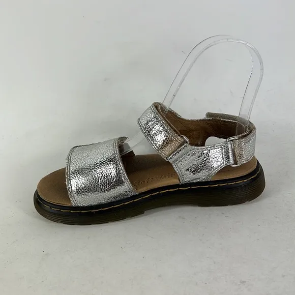 Dr Martens silver metallic leather Romi J sandals us kids youth girls size 3