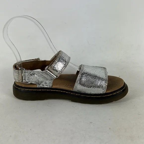 Dr Martens silver metallic leather Romi J sandals us kids youth girls size 3