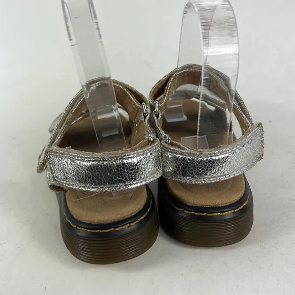 Dr Martens silver metallic leather Romi J sandals us kids youth girls size 3