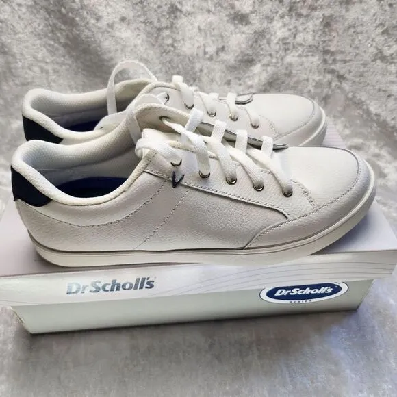 Dr. Scholls Mens Memory Foam Sneakers/Shoes White &amp; Navy‎ Size 9