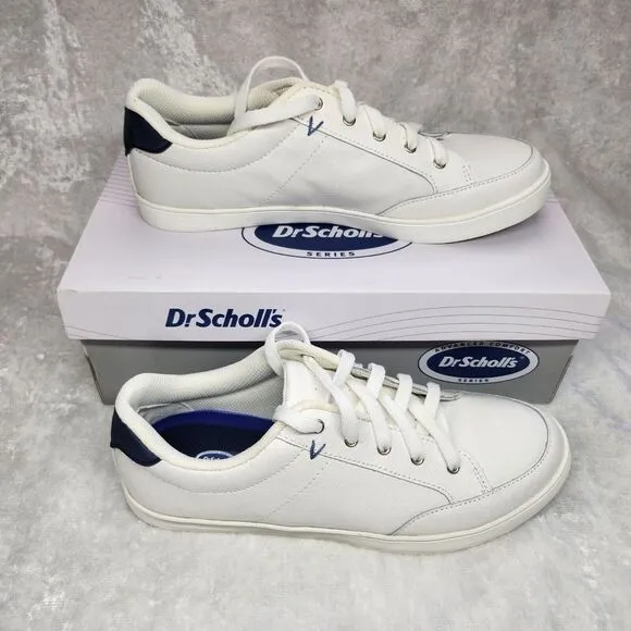 Dr. Scholls Mens Memory Foam Sneakers/Shoes White &amp; Navy‎ Size 9