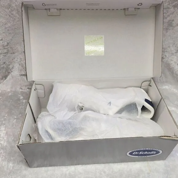 Dr. Scholls Mens Memory Foam Sneakers/Shoes White &amp; Navy‎ Size 9