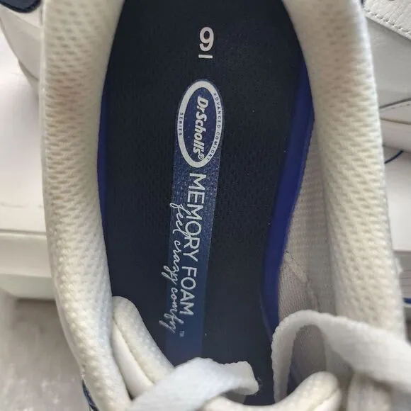Dr. Scholls Mens Memory Foam Sneakers/Shoes White &amp; Navy‎ Size 9