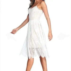 DRESS THE POPULATION white lace Francesca dress knee length sz Large NWT