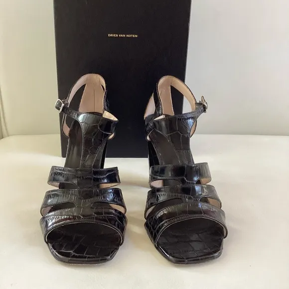 Dries Van Noten Black Strappy Women's Sandals