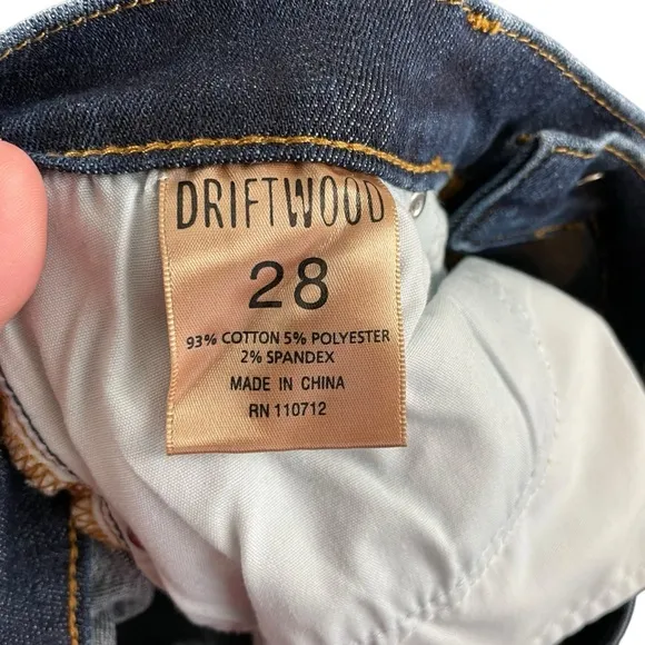 Driftwood Audrey Classic Fit Straight Leg Jeans Dark Wash Size 28