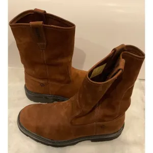 Durable Wolverine Mens Brown Leather Work Boots Size 10.5 Wide Width Pull-On Sty