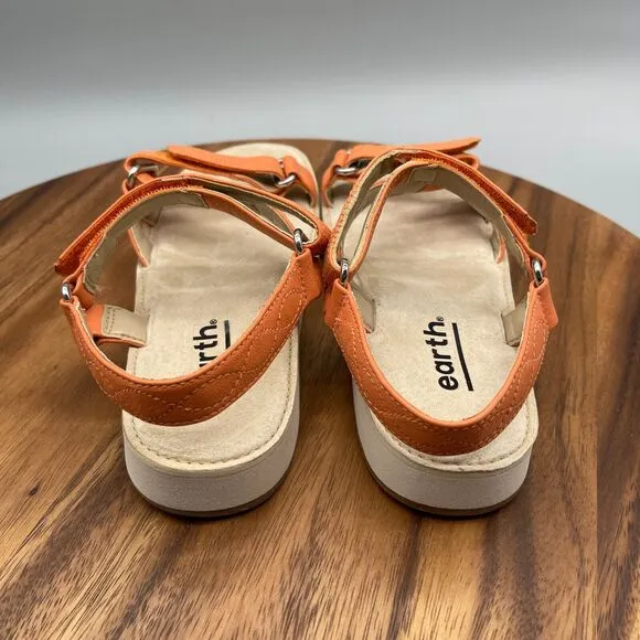 Earth Sylt Saba Leather Sport Sandal Cantaloupe Orange Womens Size 7.5 M