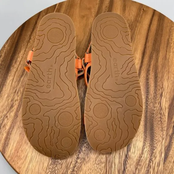 Earth Sylt Saba Leather Sport Sandal Cantaloupe Orange Womens Size 7.5 M