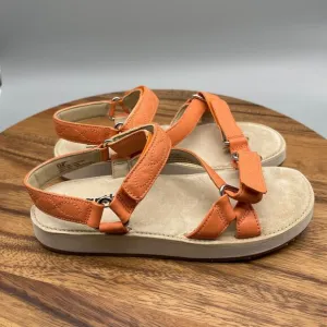 Earth Sylt Saba Leather Sport Sandal Cantaloupe Orange Womens Size 7.5 M