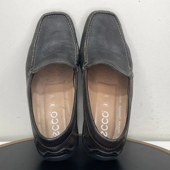 ECCO Driving Loafer Shoe Brown Leather Moc Toe Slip-On 42 / 8-8.5 US