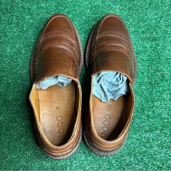 Ecco Helsinki Shoes Driving Loafers Slip On Men Size EU 47 / US 13 Brown Leather