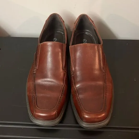 Ecco Helsinki Shoes Bike Toe Slip On Loafer EU 45/US 11-11.5 Cocoa Brown B62