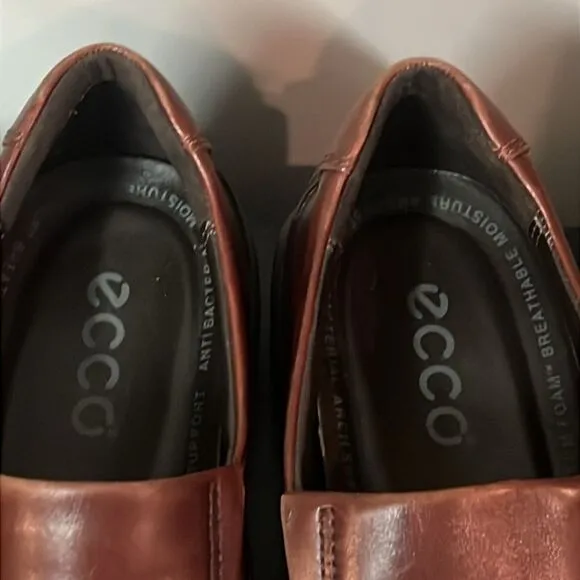 Ecco Helsinki Shoes Bike Toe Slip On Loafer EU 45/US 11-11.5 Cocoa Brown B62