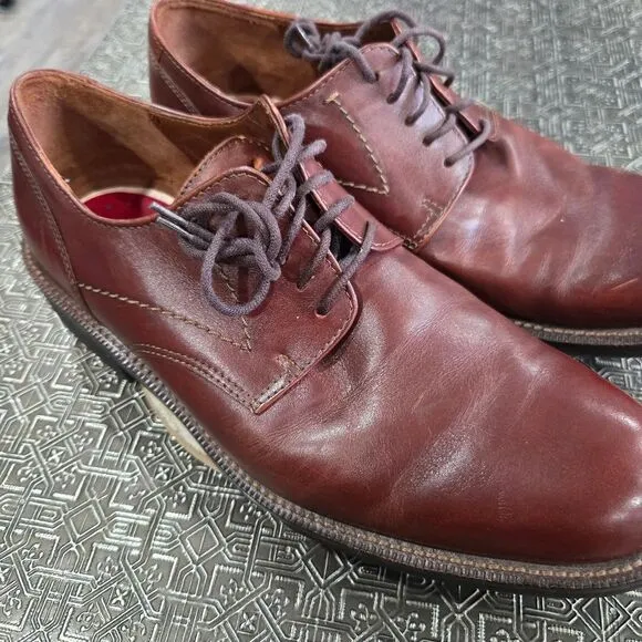 🐢 ECCO  Lisbon Plain Toe Cognac Brown Leather Oxford Shoes. Size EU42 US8-8.5