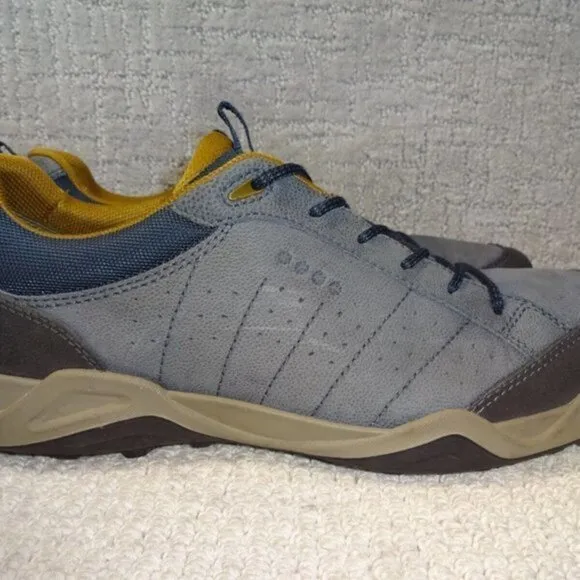 Ecco Sierra II Valencia Mens Size EU 45 US 11 Gray Navy Leather Hiking Shoes