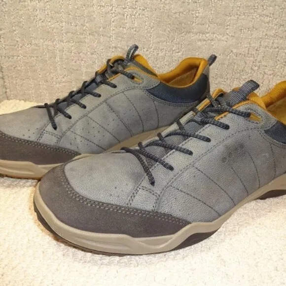 Ecco Sierra II Valencia Mens Size EU 45 US 11 Gray Navy Leather Hiking Shoes