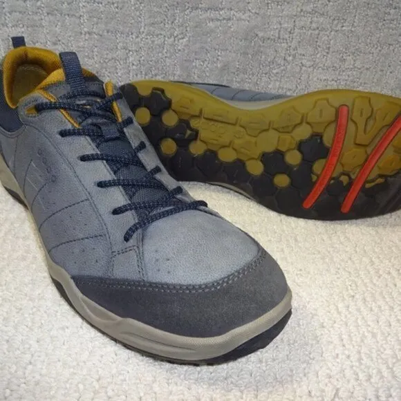 Ecco Sierra II Valencia Mens Size EU 45 US 11 Gray Navy Leather Hiking Shoes