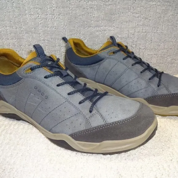 Ecco Sierra II Valencia Mens Size EU 45 US 11 Gray Navy Leather Hiking Shoes