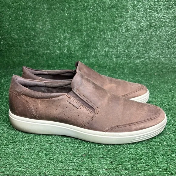 ECCO Soft 7 Men's Size US 12 / EUR 46 Brown Leather Slip On Sneakers Shoes