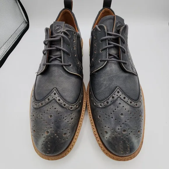 ECCO ST.1 Hybrid Magnet Shoes Mens 10 Gray Leather Wingtip Casual Dress Sneaker