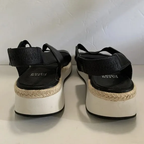 Eileen Fisher Black Sandals Shoes 7.5 New NWT Slip On Comfortable Versatile HTF