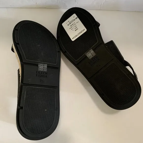 Eileen Fisher Black Sandals Shoes 7.5 New NWT Slip On Comfortable Versatile HTF