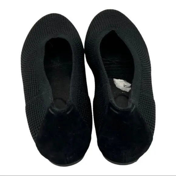 EILEEN FISHER Black Stretch Mesh Woven Fabric Flat Shoes Size 6.5