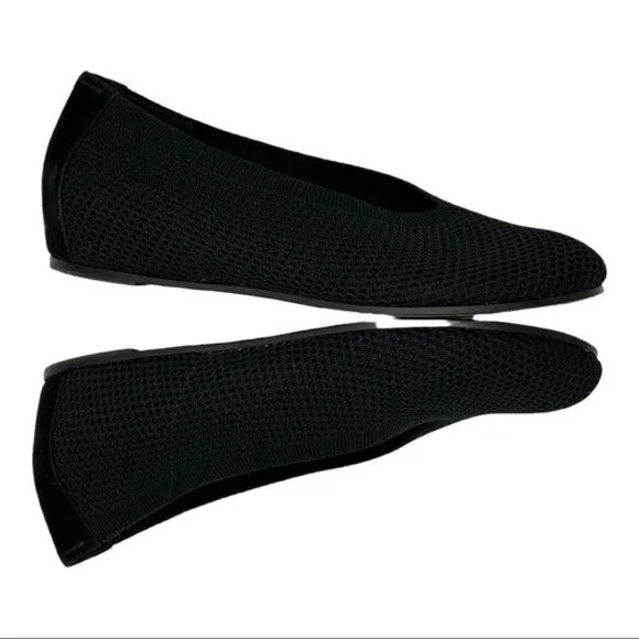 EILEEN FISHER Black Stretch Mesh Woven Fabric Flat Shoes Size 6.5