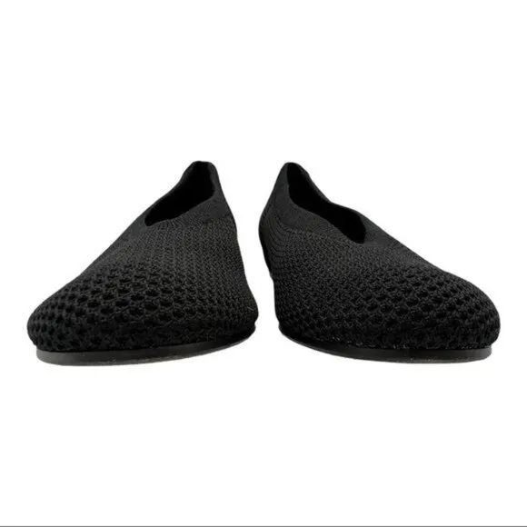 EILEEN FISHER Black Stretch Mesh Woven Fabric Flat Shoes Size 6.5